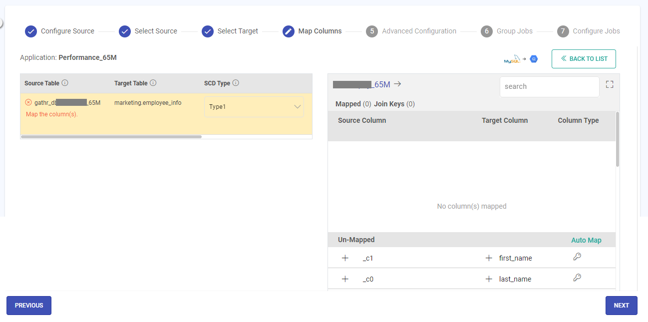 MySQL-BigQuery Columns AutoMap