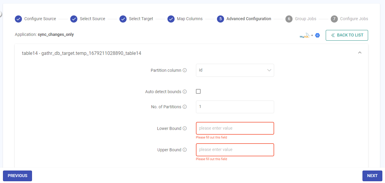 MySQL-BigQuery Advanced Specify Bounds