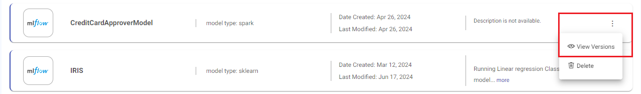 MLflow View Versions